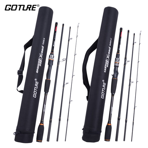 Goture Xceed Spinning Fishing Rod Carbon Fiber MH/H Power 1.98-3M Spinning Casting Lure Rods 4 Sections Travel Rod Carp Fishing
